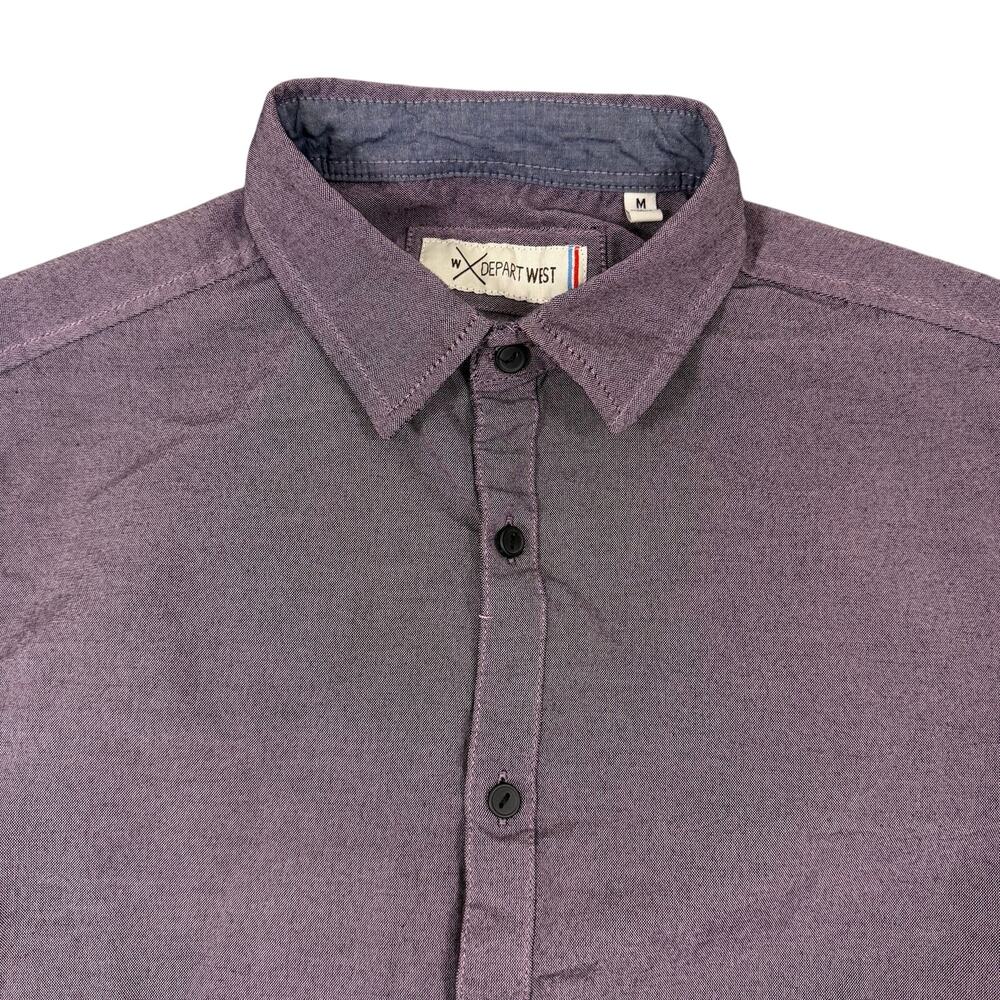 Depart West Button Up Shirt Medium Purple Short Sleeve Casual Stretch
